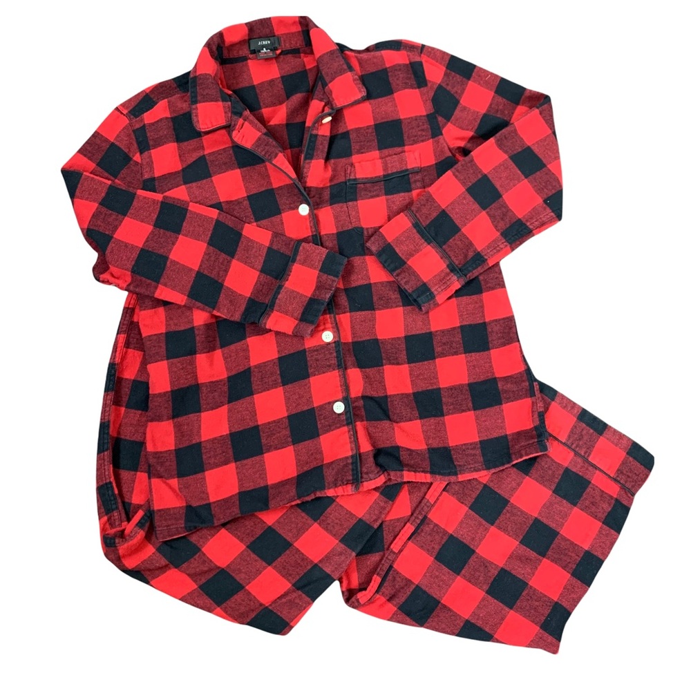 J.Crew Buffalo Plaid Women’s Sz S Flannel Cotton Pajama Set Red Item AF075 Check